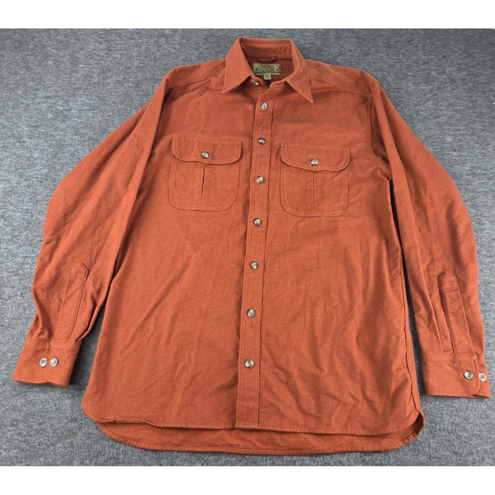 Cabela's Shirt Mens M Tall Orange Deerskin Soft Chamois Heavy Cotton Button Up